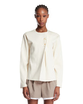 White Silk Top with Pin | PDP | Antonia