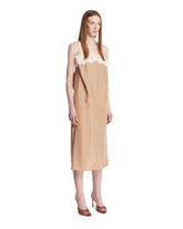 Beige Silk Dress with Lace Insert | PDP | Antonia