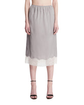 Gray Silk Slip With Lace Trim | PDP | Antonia