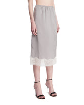 Gray Silk Slip With Lace Trim | PDP | Antonia