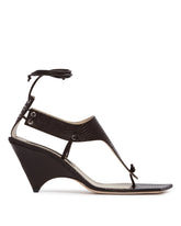 Brown Leather Edge T-Strap Sandals | PDP | Antonia