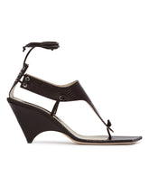Brown Leather Edge T-Strap Sandals | PDP | Antonia