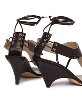 Brown Leather Edge T-Strap Sandals | PDP | Antonia