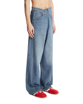 Blue Ined Fold Over Jeans | PDP | Antonia