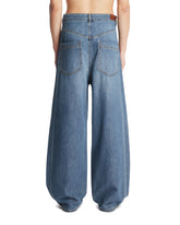 Blue Ined Fold Over Jeans | PDP | Antonia