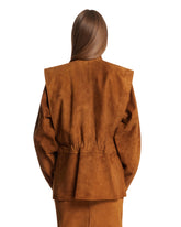 Brown Structured Suede Jacket | PDP | Antonia