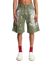 Green Patent-Effect Shorts | PDP | Antonia