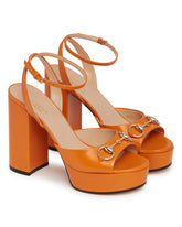 Orange Platform Sandals with Horsebit | PDP | Antonia
