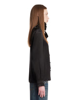 Black Silk Satin Bow Shirt | PDP | Antonia
