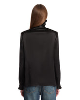 Black Silk Satin Bow Shirt | PDP | Antonia