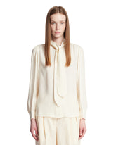 White GG Interlocking Crepe Satin and Silk Shirt | PDP | Antonia