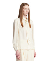 White GG Interlocking Crepe Satin and Silk Shirt | PDP | Antonia