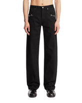 Black Denim Pants with Horsebit Detail | PDP | Antonia