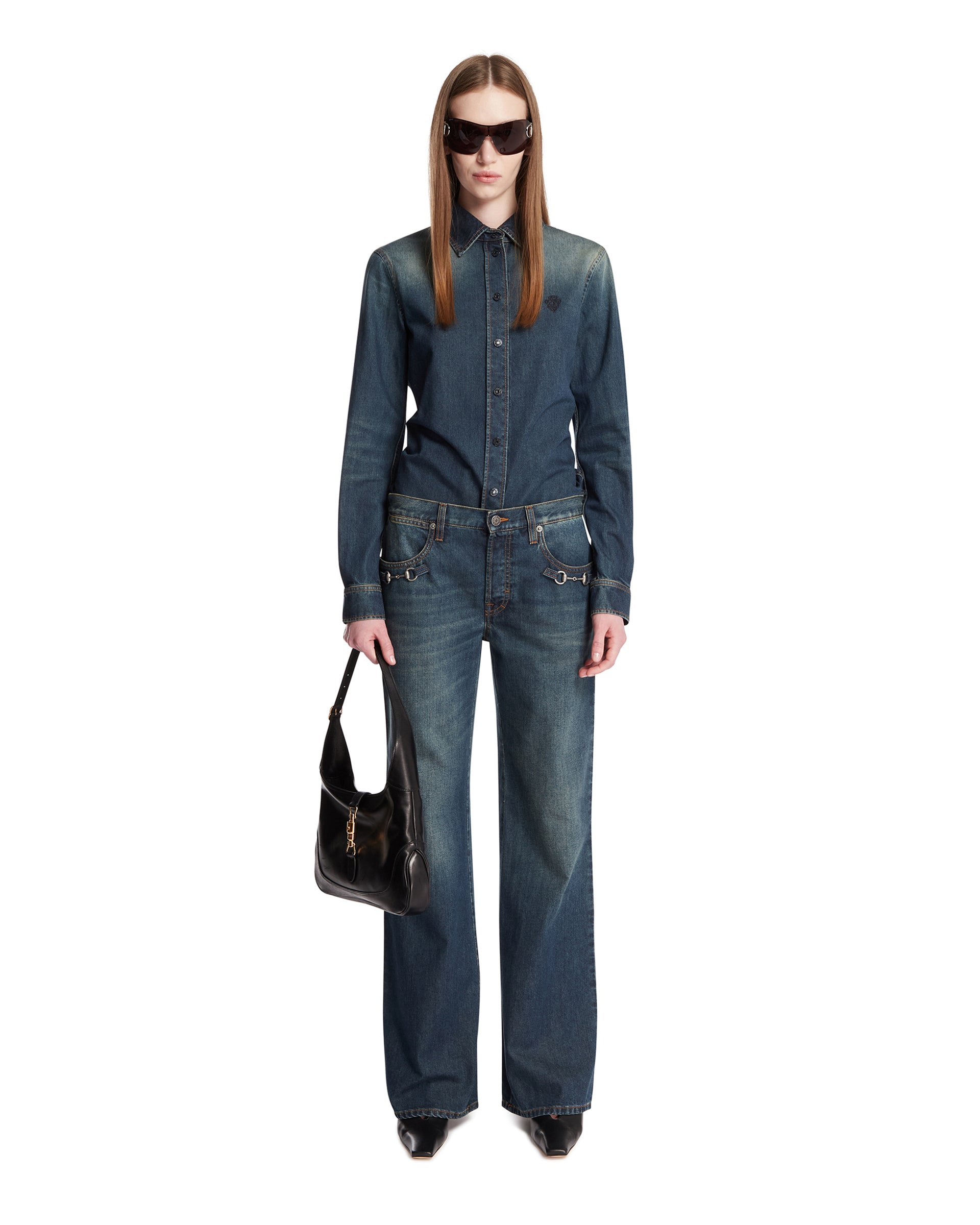 Blue Cotton Denim Shirt | GUCCI - Antonia