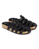 Black Leather Fisherman Sandals | PDP | Antonia