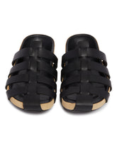 Black Leather Fisherman Sandals | PDP | Antonia