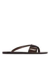 Brown Leather Flip-Flop Sandals | PDP | Antonia