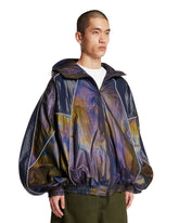 Blue Patterned Windbreaker Jacket | PDP | Antonia