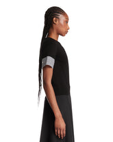 T-Shirt Con Inserti A Quadri Nera | PDP | Antonia