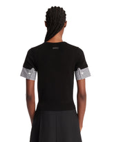 T-Shirt Con Inserti A Quadri Nera | PDP | Antonia