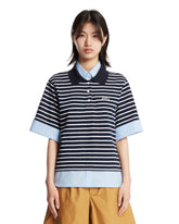 Blue Double-Layer Polo Shirt | PDP | Antonia