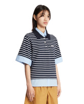 Blue Double-Layer Polo Shirt | PDP | Antonia