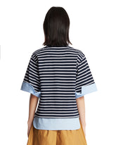 Blue Double-Layer Polo Shirt | PDP | Antonia