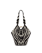 Black Mini Lotus Zebra Tote | PDP | Antonia