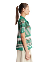 Green Striped Satin Pique Polo | PDP | Antonia