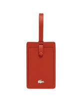 Orange Printed Leather Luggage Tag | PDP | Antonia