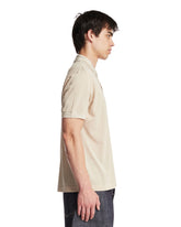Beige Classic Fit Silk Pique Polo | PDP | Antonia