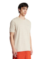 Beige Striped Cotton T-shirt | PDP | Antonia