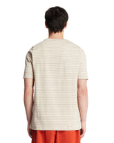 Beige Striped Cotton T-shirt | PDP | Antonia