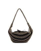 Beige and Black Fortune Croissant Filt Bag | PDP | Antonia
