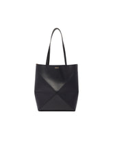 Black Medium Puzzle Fold Tote | PDP | Antonia