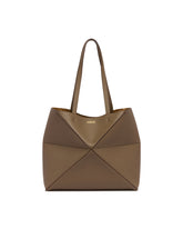 Brown Medium Fold Puzzle Tote Bag | PDP | Antonia