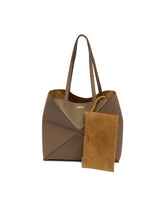 Brown Medium Fold Puzzle Tote Bag | PDP | Antonia