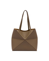 Brown Medium Fold Puzzle Tote Bag | PDP | Antonia