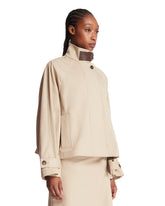 Beige Cotton and Silk Short Parka | PDP | Antonia