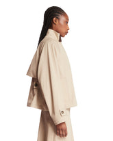 Beige Cotton and Silk Short Parka | PDP | Antonia
