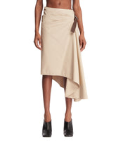 Beige Asymmetric Belted Skirt | PDP | Antonia