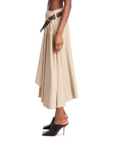 Beige Asymmetric Belted Skirt | PDP | Antonia