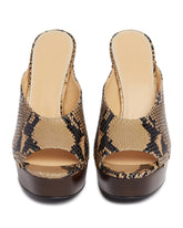 Snake-Print Wedge Mules | PDP | Antonia