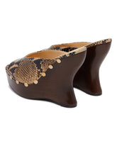 Snake-Print Wedge Mules | PDP | Antonia