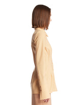 Beige Stretch Wool Fitted Shirt | PDP | Antonia