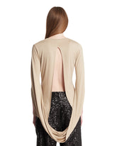 Beige Cascade Jersey Top | PDP | Antonia