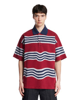 Napapijri x Martine Rose Burgundy and Blue Striped Cotton Polo | PDP | Antonia