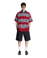 Napapijri x Martine Rose Burgundy and Blue Striped Cotton Polo | PDP | Antonia