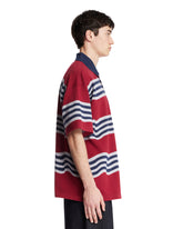 Napapijri x Martine Rose Burgundy and Blue Striped Cotton Polo | PDP | Antonia