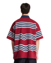Napapijri x Martine Rose Burgundy and Blue Striped Cotton Polo | PDP | Antonia